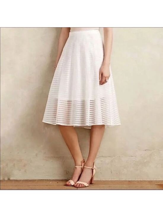 Anthropologie Dresses & Skirts - Anthropologie Leifsdottir Shadow Stripe Midi Skirt in Whte Size 6